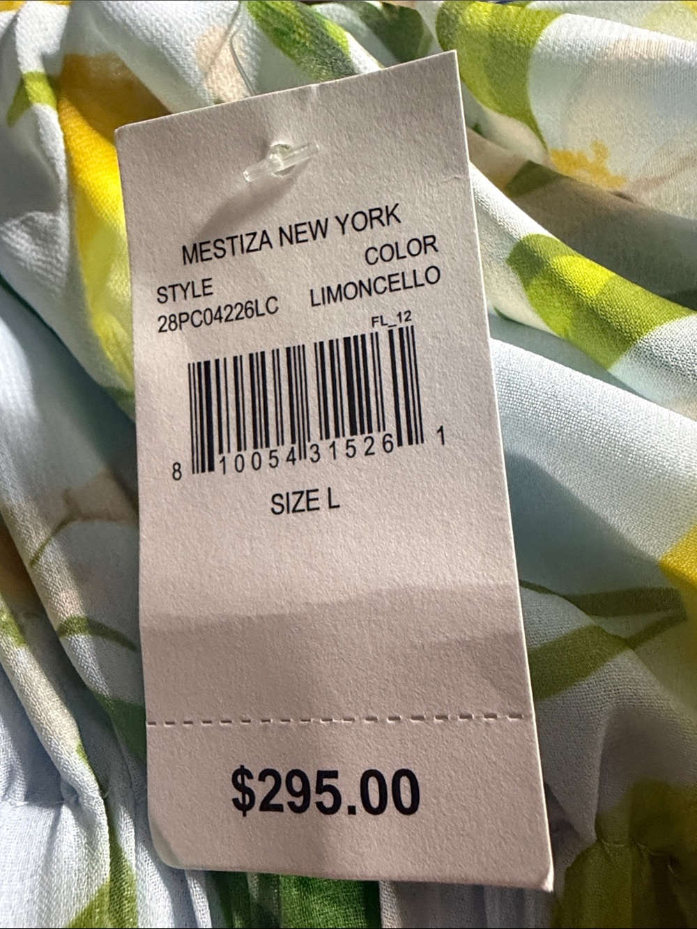 Mestiza Off-Shoulder Lemon Print Mini Dress in Yellow and Light Blue - Picture 6 of 6